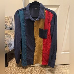 Men's Corduroy Color-block Button Down
